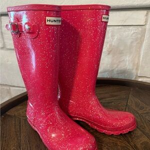 Like New- Hunter Big Kids Original Giant Glitter Rain Boots